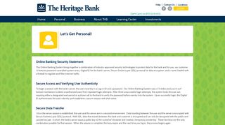 The Heritage Bank Online Banking Security Statement