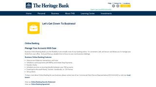 Business Online Banking - The Heritage Bank