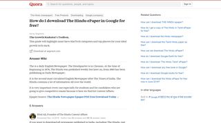 How to download The Hindu ePaper in Google for free - Quora