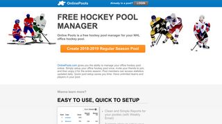 Free Hockey Pool Manager - Online Pools