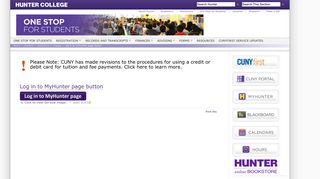 Log in to MyHunter page button — Hunter College
