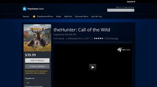 theHunter: Call of the Wild on PS4 | Official PlayStation™Store Canada