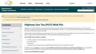 Highway Use Tax (HUT) Web File - Department of Taxation and Finance
