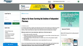 Adapt or Go Home: Surviving the Evolution of Independent Pharmacy