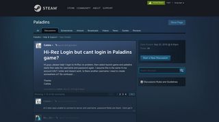 Hi-Rez Login but cant login in Paladins game? - Steam Community