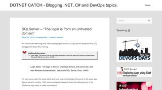 SQLServer – “The login is from an untrusted domain” – DOTNET ...