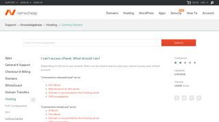 I can't access cPanel. What should I do? - Hosting - Namecheap.com