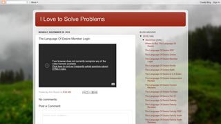 I Love to Solve Problems: The Language Of Desire Member Login