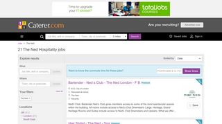 The Ned Jobs, Vacancies & Careers - Caterer