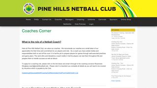 Coaches Corner - Pine Hills Netball Club