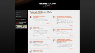 The One Academy Penang Student Portal