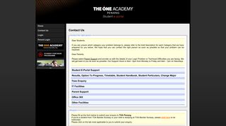 Contact Us - The One Academy Penang Student Portal