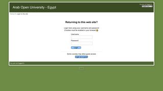 Arab Open University - Egypt: Login to the site