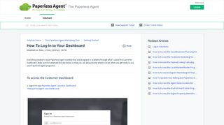 How To Log In to Your Dashboard : The Paperless Agent