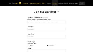 Spot Club Sign Up - The Parking Spot