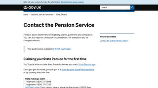 Contact the Pension Service - GOV.UK
