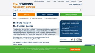 The Pension Service - The Pensions Advisory Service
