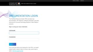 mpx Documentation Login | Comcast Technology Solutions