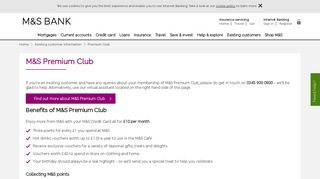 M&S Premium Club – Existing Customer Information | M&S Bank