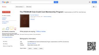 The PREMIUM Club Credit Card Membership Program - Google Books
