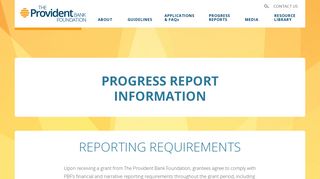 PROGRESS REPORTS | The Provident Bank Foundation - Serving ...