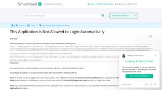 This Application is Not Allowed to Login Automatically - SmartVault ...