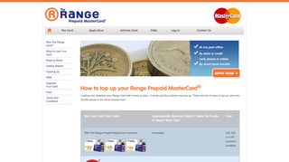 The Range Prepaid Card | a Pay as you go Mastercard | Topping Up