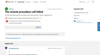 The remote procedure call failed - Microsoft Community