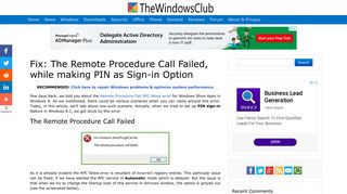 Fix: The Remote Procedure Call Failed, while making PIN as Sign-in ...
