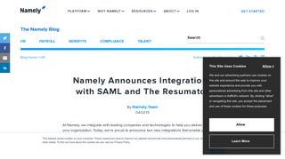 Namely Announces Integrations with SAML and The Resumator