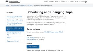 Scheduling and Changing Trips | The RIDE | MBTA