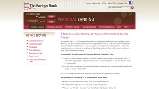The Savings Bank - Personal Banking - Online Banking - Message of ...