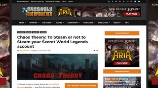 Chaos Theory: To Steam or not to Steam your Secret World Legends ...