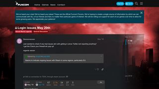 Login issues May 20th - General Discussion - Funcom Forums