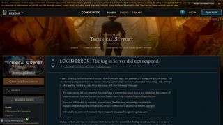 LOGIN ERROR: The log in server did not respond. - EUW boards