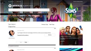 Solved: blank form to login to sims 3 exchange - Answer HQ