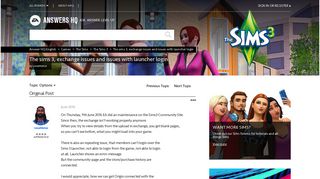 Solved: The sims 3, exchange issues and issues with launcher login ...
