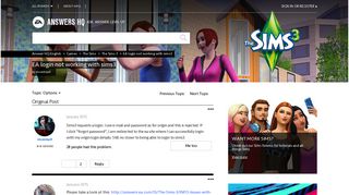 EA login not working with sims3 - Answer HQ