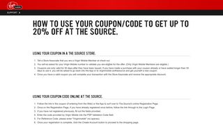 how to use your coupon/code to get up to 20% off at the source.