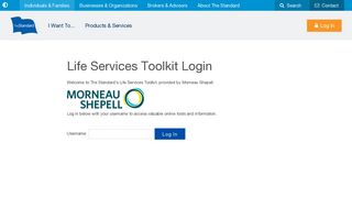 Life Services Toolkit Login | The Standard | Individuals & Families