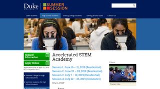 Accelerated STEM Academy | Duke Summer Session