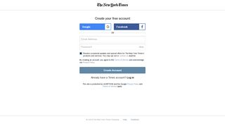 Free Registration - New York Times - Log In - New York Times