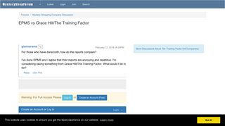EPMS vs Grace Hill/The Training Factor - Mystery Shopping Forum
