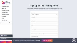 Sign Up - Student Area | The Training Room