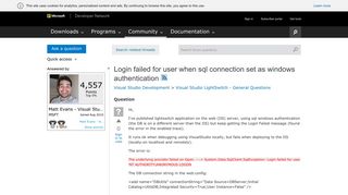 Login failed for user when sql connection set as windows ...