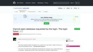 Cannot open database requested by the login. The login failed. · Issue ...