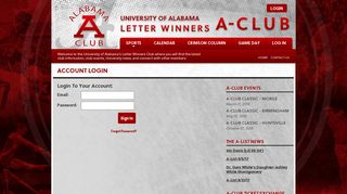Account Login | Alabama A Club