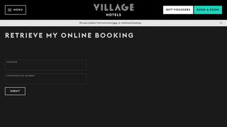Retrieve my Online Booking - Village Hotels