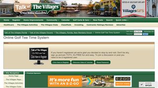 Online Golf Tee Time System - Talk of The Villages Florida