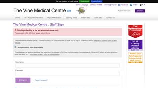 The Vine Medical Centre - Portal Login